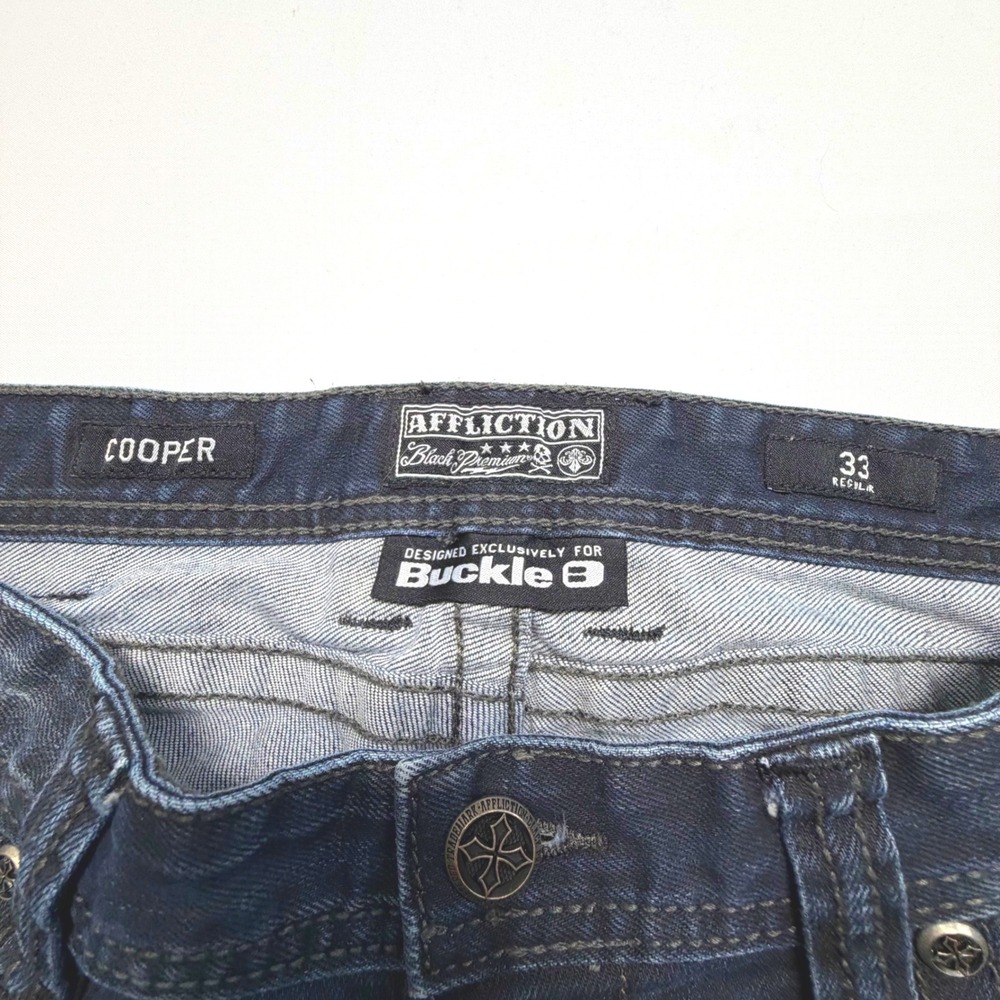 Affliction Cooper Jeans 33 Regular Buckle Exclusive Dark Wash Y2K - Picture 6 of 11